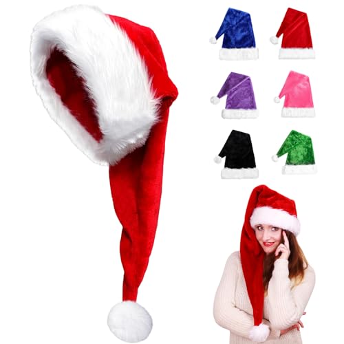 Weihnachtsmütze Nikolausmütze Kinder Plüsch,38cm Plüsch Nikolausmütze mit doppeltem Samt für Weihnachtsfeiern,Bequemes Dicker Klassischer Nikolausmütze für festliche Partys im neuen Jahr von POPOYU