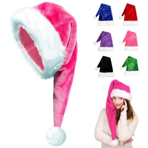 Weihnachtsmütze Nikolausmütze Kinder Plüsch,38cm Plüsch Nikolausmütze mit doppeltem Samt für Weihnachtsfeiern,Bequemes Dicker Klassischer Nikolausmütze für festliche Partys im neuen Jahr von POPOYU