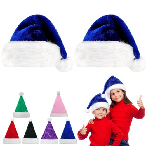 2 Stück Weihnachtsmütze Nikolausmütze Kinder Plüsch,38cm Plüsch Nikolausmütze mit doppeltem Samt für Weihnachtsfeiern,Bequemes Dicker Klassischer Nikolausmütze für festliche Partys im neuen Jahr von POPOYU