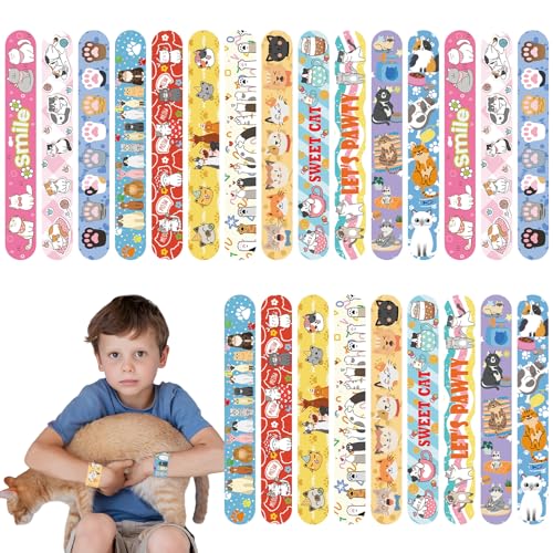 POPOYU 24 Stück Kat Slap Armbänder Set Kinder für Jungen Mädchen Snap Bracelets Geburtstag Schulfest Zubehör von POPOYU