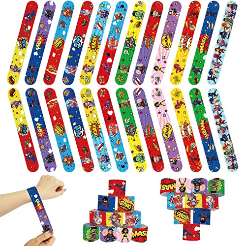 24 Stück Superhelden-Partytütenfüller für Kinder, Superhelden, Avengers, Slap-Armbänder, Armband, Partygeschenke für Mädchen, Jungen, Avengers, Superhelden, Partytütenfüller, Geburtstag, Klassenzimmer von POPOYU