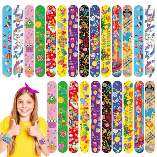 24 Stück Weihnachten Slap Armbänder Set Kinder für Jungen Mädchen Snap Bracelets Geburtstag Schulfest Zubehör von POPOYU