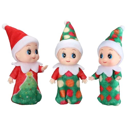 3 Stück Mini-Puppe Elf Weihnachten Baby Winziger Weihnachtself für Mädchen und Jungen,Puppe Baby Elf im Regal Weihnachten Neuheit Spielzeug Puppen Elfen Baby Spielzeug für Weihnachten Neujahr Geschenk von POPOYU