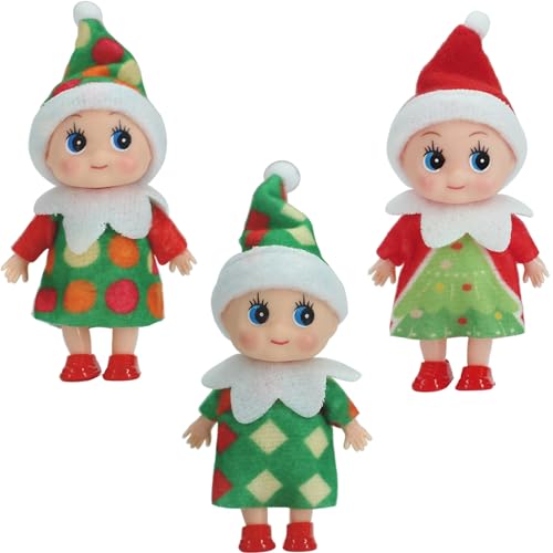 3 Stück Mini-Puppe Elf Weihnachten Baby Winziger Weihnachtself für Mädchen und Jungen,Puppe Baby Elf im Regal Weihnachten Neuheit Spielzeug Puppen Elfen Baby Spielzeug für Weihnachten Neujahr Geschenk von POPOYU