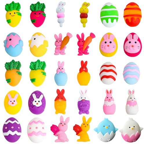 POPOYU 30 St Oster Squishy Spielzeug,Ostereier mit Mochi,Mini Mochi Ostern Squishy,Squishy Fidget Toy Mochi,Stressabbau Angst Spielzeug für Kinder Ostern Behandlung von Goodie Geschenktüten Füllstoff von POPOYU