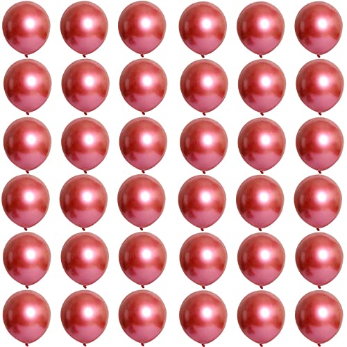 Luftballons Metallic Rot 12 Zoll für Party Glänzende,36 Stück 30cm Metallisches Chrom Rot Latex Luftballons Helium Ballons für Geburtstag,Hochzeit,Babyparty Graduierung Weihnachts Party Dekoratione von POPOYU