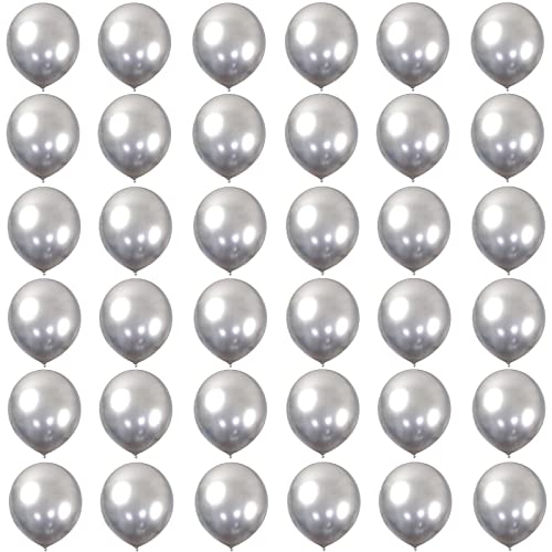 Luftballons Metallic Silber 12 Zoll für Party Glänzende,36 Stück 30cm Metallisches Chrom Silber Latex Luftballons Helium Ballons für Geburtstag,Hochzeit,Babyparty Graduierung Weihnachts Party Dekor von POPOYU