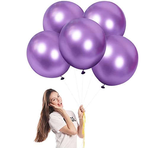 Luftballons Metallic Violett Groß 45cm/18 Zoll für Party Glänzende,5 Stück Riesen Metallisches Chrom Latex Luftballons XXL Runde Helium Ballons für Geburtstag,Hochzeit,Babyparty Weihnachts Dekor von POPOYU