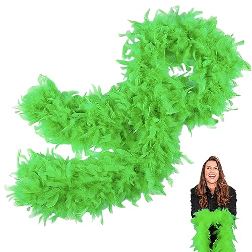 Fruchtgrün Federboa,Boa für Damen Mädchen,80g 2m/6.6ft Natürliche Truthah Feder-Boa,Fruchtgrün Federboa Halt für Straßenfasching,Geburtstagsfeier,Konzert,Karneval,Tischdeko, Halloween,Weihnachtsfeier von POPOYU