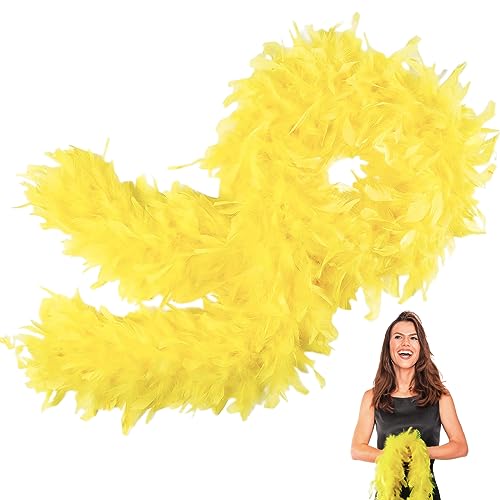 Gelb Federboa,Boa für Damen und Mädchen,80g 2m/6.6ft Natürliche Truthah Feder-Boa,Gelb Federboa Halt für Straßenfasching,Geburtstagsfeier,Konzert,Karneval,Tischdeko, Halloween,Weihnachtsfeier Gelb Federboa,Boa für Damen und Mädchen,80g 2m/6.6ft Natürliche Truthah Feder-Boa,Gelb Federboa Halt für Straßenfasching,Geburtstagsfeier,Konzert,Karneval,Tischdeko, Halloween,Weihnachtsfeier von POPOYU