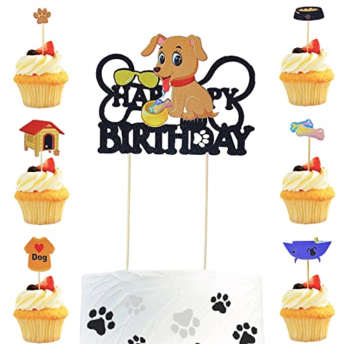 Kuchenaufsatz, Motiv: Happy Birthday, Hundefiguren, Geburtstagskuchenaufsätze, Cupcake-Topper, Kuchendekorationen für Jungen, Mädchen, Kindergeburtstag, Party, Babyparty, Partyzubehör, 7 Stück Kuchenaufsatz, Motiv: Happy Birthday, Hundefiguren, Geburtstagskuchenaufsätze, Cupcake-Topper, Kuchendekorationen für Jungen, Mädchen, Kindergeburtstag, Party, Babyparty, Partyzubehör, 7 Stück von POPOYU