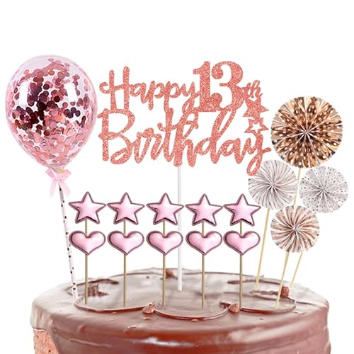 POPOYU 16-stück Glitzer 13. Geburtstagstorte Topper, Roségold Cake Topper Deko, Happy 13th Birthday Kuchendeko Luftballons für 13. Geburtstag Party Kuchen Deko POPOYU 16-stück Glitzer 13. Geburtstagstorte Topper, Roségold Cake Topper Deko, Happy 13th Birthday Kuchendeko Luftballons für 13. Geburtstag Party Kuchen Deko von POPOYU