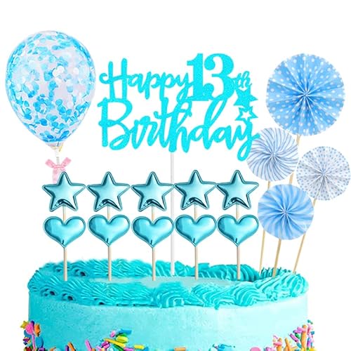 POPOYU 16-stück Kuchendeko für 13. Geburtstag, Happy 13th Birthday Cake Toppers, Blau POPOYU 16-stück Kuchendeko für 13. Geburtstag, Happy 13th Birthday Cake Toppers, Blau von POPOYU