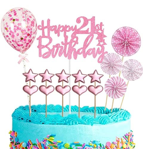 Tortendeko 21 Geburtstag Mädchen,16 Stück Glitzer 21. Geburtstagstorte Topper,Rosa Cake Topper Deko 21 Geburtstag,Happy 21st Birstday Kuchendeko Luftballons für 21. Geburtstag Party Kuchen Deko Tortendeko 21 Geburtstag Mädchen,16 Stück Glitzer 21. Geburtstagstorte Topper,Rosa Cake Topper Deko 21 Geburtstag,Happy 21st Birstday Kuchendeko Luftballons für 21. Geburtstag Party Kuchen Deko von POPOYU