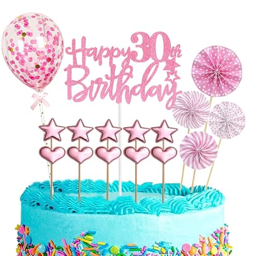 Tortendeko 30 Geburtstag Frau,16 Stück Glitzer 30. Geburtstagstorte Topper,Rosa Cake Topper Deko 30 Geburtstag,Happy 30th Birthday Kuchendeko Luftballons für 30. Geburtstag Party Kuchen Deko Tortendeko 30 Geburtstag Frau,16 Stück Glitzer 30. Geburtstagstorte Topper,Rosa Cake Topper Deko 30 Geburtstag,Happy 30th Birthday Kuchendeko Luftballons für 30. Geburtstag Party Kuchen Deko von POPOYU