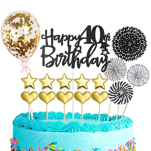 Tortendeko 40 Geburtstag Frau Mann,16 Stück Glitzer 40. Geburtstagstorte Topper,Schwarzes Gold Cake Topper Deko 40 Geburtstag,Happy 40th Birthday Kuchendeko,für 40. Geburtstag Party Kuchen Deko Tortendeko 40 Geburtstag Frau Mann,16 Stück Glitzer 40. Geburtstagstorte Topper,Schwarzes Gold Cake Topper Deko 40 Geburtstag,Happy 40th Birthday Kuchendeko,für 40. Geburtstag Party Kuchen Deko von POPOYU