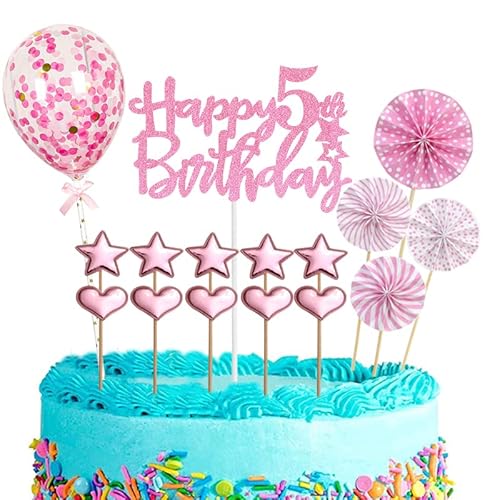 Tortendeko 5 Geburtstag Mädchen,16 Stück Glitzer 5. Geburtstagstorte Topper,Rosa Cake Topper Deko 5 Geburtstag,Happy 5th Birthday Kuchendeko,für 5. Geburtstag Party Kuchen Deko Tortendeko 5 Geburtstag Mädchen,16 Stück Glitzer 5. Geburtstagstorte Topper,Rosa Cake Topper Deko 5 Geburtstag,Happy 5th Birthday Kuchendeko,für 5. Geburtstag Party Kuchen Deko von POPOYU
