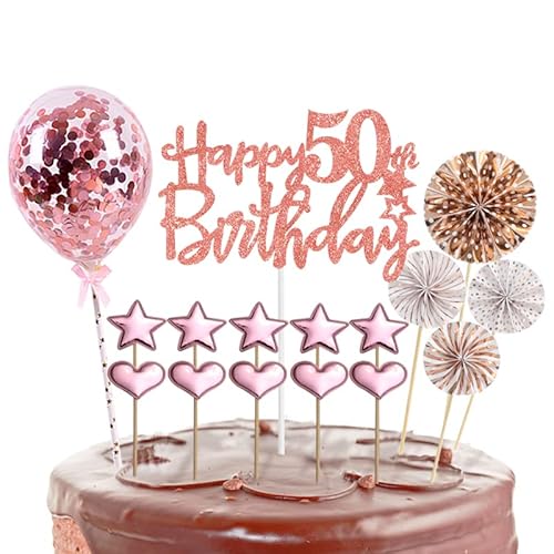 Tortendeko 50 Geburtstag Frau,16 Stück Glitzer 50. Geburtstagstorte Topper,Roségold Cake Topper Deko 50 Geburtstag,Happy 50th Birthday Kuchendeko Luftballons für 50. Geburtstag Party Kuchen Deko Tortendeko 50 Geburtstag Frau,16 Stück Glitzer 50. Geburtstagstorte Topper,Roségold Cake Topper Deko 50 Geburtstag,Happy 50th Birthday Kuchendeko Luftballons für 50. Geburtstag Party Kuchen Deko von POPOYU