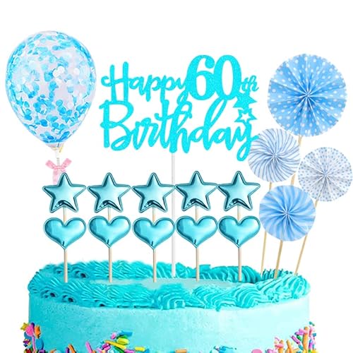 Tortendeko 60 Geburtstag Frau Mann,16 Stück Glitzer 60. Geburtstagstorte Topper,Blau Cake Topper Deko 60 Geburtstag,Happy 60th Birthday Kuchendeko Luftballons für 60. Geburtstag Party Kuchen Deko Tortendeko 60 Geburtstag Frau Mann,16 Stück Glitzer 60. Geburtstagstorte Topper,Blau Cake Topper Deko 60 Geburtstag,Happy 60th Birthday Kuchendeko Luftballons für 60. Geburtstag Party Kuchen Deko von POPOYU
