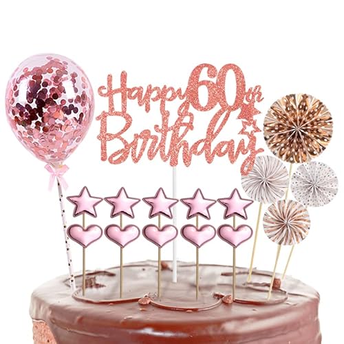 Tortendeko 60 Geburtstag Frau,16 Stück Glitzer 60. Geburtstagstorte Topper,Roségold Cake Topper Deko 60 Geburtstag,Happy 60th Birthday Kuchendeko Luftballons für 60. Geburtstag Party Kuchen Deko Tortendeko 60 Geburtstag Frau,16 Stück Glitzer 60. Geburtstagstorte Topper,Roségold Cake Topper Deko 60 Geburtstag,Happy 60th Birthday Kuchendeko Luftballons für 60. Geburtstag Party Kuchen Deko von POPOYU
