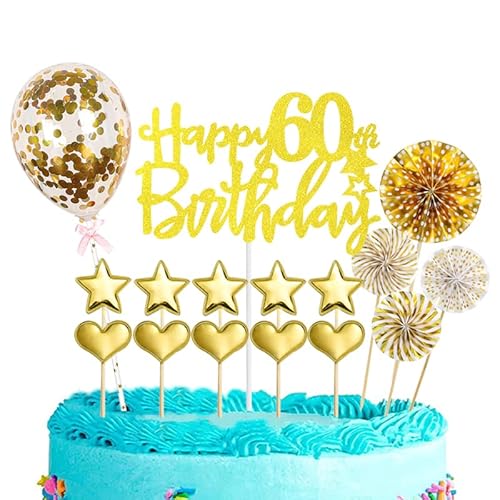 Tortendeko 60 Geburtstag Frau Mann,16 Stück Glitzer 60. Geburtstagstorte Topper,Gold Cake Topper Deko 60 Geburtstag,Happy 60th Birthday Kuchendeko Luftballons für 60. Geburtstag Party Kuchen Deko Tortendeko 60 Geburtstag Frau Mann,16 Stück Glitzer 60. Geburtstagstorte Topper,Gold Cake Topper Deko 60 Geburtstag,Happy 60th Birthday Kuchendeko Luftballons für 60. Geburtstag Party Kuchen Deko von POPOYU