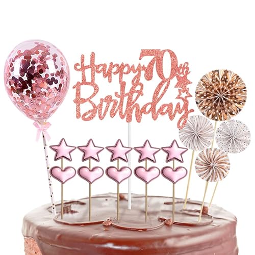 Tortendeko 70 Geburtstag Frau,16 Stück Glitzer 70. Geburtstagstorte Topper,Roségold Cake Topper Deko 70 Geburtstag,Happy 70th Birthday Kuchendeko Luftballons für 70. Geburtstag Party Kuchen Deko Tortendeko 70 Geburtstag Frau,16 Stück Glitzer 70. Geburtstagstorte Topper,Roségold Cake Topper Deko 70 Geburtstag,Happy 70th Birthday Kuchendeko Luftballons für 70. Geburtstag Party Kuchen Deko von POPOYU