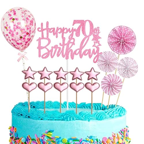 Tortendeko 70 Geburtstag Frau,16 Stück Glitzer 70. Geburtstagstorte Topper,Rosa Cake Topper Deko 70 Geburtstag,Happy 70th Birthday Kuchendeko Luftballons für 70. Geburtstag Party Kuchen Deko Tortendeko 70 Geburtstag Frau,16 Stück Glitzer 70. Geburtstagstorte Topper,Rosa Cake Topper Deko 70 Geburtstag,Happy 70th Birthday Kuchendeko Luftballons für 70. Geburtstag Party Kuchen Deko von POPOYU