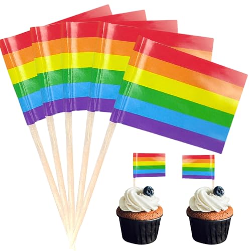 POPOYU 100 Stück Regenbogen LGBT Schwulenstolz Zahnstocher Flaggen,Regenbogen Flagge Fahne Klein Cocktail Tischdeko für Regenbogen LGBT Schwulenstolz Deko Cupcake-Topper,Zahnstocher,Pub-deko POPOYU 100 Stück Regenbogen LGBT Schwulenstolz Zahnstocher Flaggen,Regenbogen Flagge Fahne Klein Cocktail Tischdeko für Regenbogen LGBT Schwulenstolz Deko Cupcake-Topper,Zahnstocher,Pub-deko von POPOYU