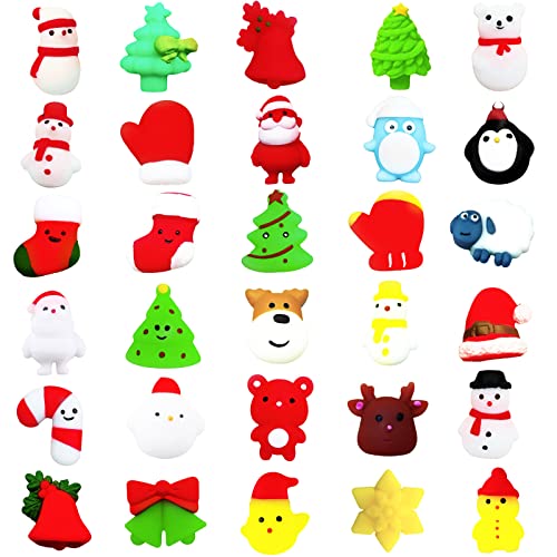 Mochi Squishy Weihnachten, 30 Stück Fidget Toys Squishies,Quetsch Spielzeug, Squishy Squeeze-Spielzeug,Weihnachts Squishies für Weihnachtsfeier, Kinder, Mädchen, Jungen,Geburtstagsgeschenk für Frauen von POPOYU