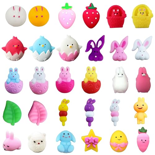 POPOYU 30 St Oster Squishy Spielzeug,Ostereier mit Mochi,Mini Mochi Ostern Squishy,Squishy Fidget Toy Mochi,Stressabbau Angst Spielzeug für Kinder Ostern Behandlung von Goodie Geschenktüten Füllstoff von POPOYU
