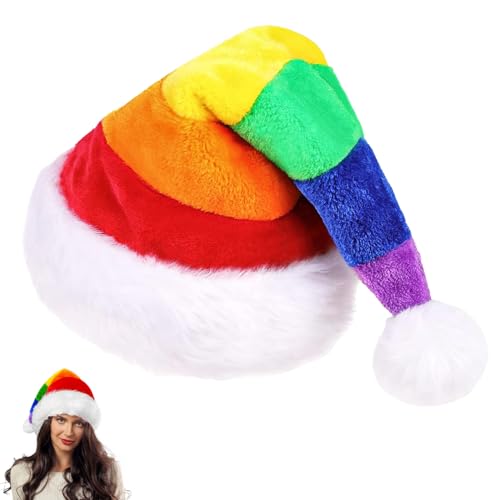 POPOYU 1 Stück Regenbogen Weihnachtsmütze,35 cm Samt-Weihnachtsmütze für Erwachsene Kinder Baby Unisex,Samt Komfort Weihnachtsfeier Mütze Fell Weihnachtsgeschenke POPOYU 1 Stück Regenbogen Weihnachtsmütze,35 cm Samt-Weihnachtsmütze für Erwachsene Kinder Baby Unisex,Samt Komfort Weihnachtsfeier Mütze Fell Weihnachtsgeschenke von POPOYU