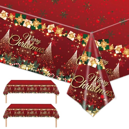 POPOYU 137 x 274cm Weihnachts Party Tischdecke,2 Stück Weihnachtstischdecke für Weihnachten Urlaub Winter-Party-Zubehör,Rot Rechteckige Wasserdichte Tischdecke für Weihnachten Neujahr Dekoration POPOYU 137 x 274cm Weihnachts Party Tischdecke,2 Stück Weihnachtstischdecke für Weihnachten Urlaub Winter-Party-Zubehör,Rot Rechteckige Wasserdichte Tischdecke für Weihnachten Neujahr Dekoration von POPOYU