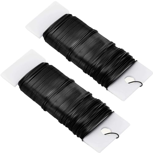 POPOYU 2 Rollen Bindedraht Schwarz,Draht Blumen Basteln,35M/0.65mm Blumendraht Schwarz,Basteldraht Outdoor,Pflanzendraht Basteldraht,Draht Ummantelt Dunkel,Deko Bindedraht für Rosen,Blumen&Basteln von POPOYU