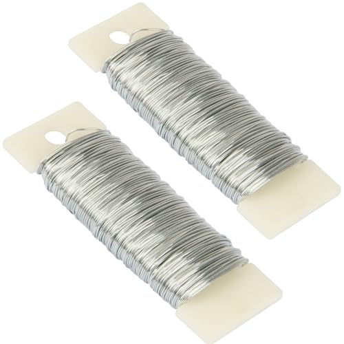 POPOYU 2 Rollen Bindedraht Silber,Draht Blumen Basteln,35M/0.65mm Blumendraht Silber,Basteldraht Outdoor,Pflanzendraht Basteldraht,Draht Ummantelt Silberfarben,Deko Bindedraht für Rosen,Blumen&Basteln von POPOYU