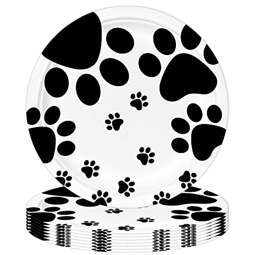 POPOYU 22.3 cm Hund Teller,16 Stück Hund Pappteller,Safari Pappteller Set für Geburtstagsdeko Kinder Hund,Geburtstagsdeko Hund Enmuster,Dschungel Safari Teller für Party Safari Geburtstag Deko von POPOYU
