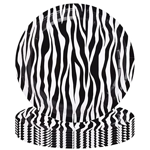 POPOYU 22.3 cm Zebra Teller,16 Stück Zebra Pappteller,Safari Pappteller Set für Geburtstagsdeko KinderZebra,Geburtstagsdeko ZebraEnmuster,Dschungel Safari Teller für Party Safari Geburtstag Deko von POPOYU