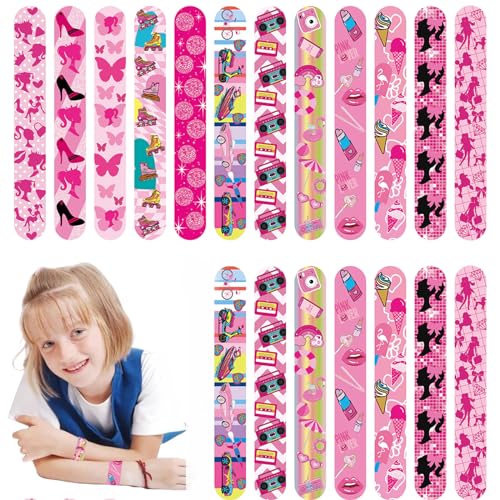 POPOYU 24 Stück Barbie Slap Armbänder Set Kinder für Jungen Mädchen Snap Bracelets Geburtstag Schulfest Zubehör von POPOYU