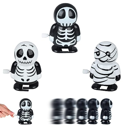 POPOYU 3 Stück Halloween Aufziehspielzeug Set,Uhrwerk Lauf Spring Spielzeug Kinder Halloween Aufziehspielzeug,Mini Hallooween Wind-up Spielzeug für Kinder Halloween Deko Halloween Crackern von POPOYU