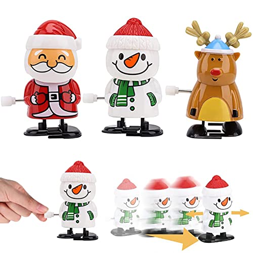 POPOYU 3 Stücke Weihnachts-Aufziehspielzeug für Kinder,Wind Up Pinguin Rentier Weihnachtsbaum Schneemann Weihnachtsmann Figur Uhrwerk Spielzeug für Weihnachtsfeier Begünstigt Goody Bag Füller von POPOYU