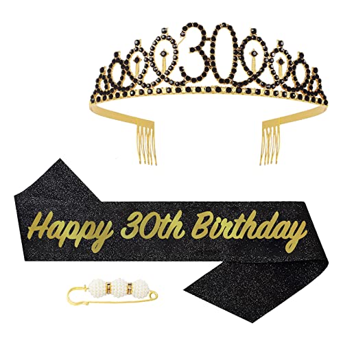POPOYU 30. Fabulous Geburtstags-Krone Schärpe Set Schwarz Tiara Krone Geburtstags Krone für 30. Geburtstag Deko,Prinzessin Kronen Haar-Zusätze für Frauen Geburtstagsgeschenk Partyzubehör POPOYU 30. Fabulous Geburtstags-Krone Schärpe Set Schwarz Tiara Krone Geburtstags Krone für 30. Geburtstag Deko,Prinzessin Kronen Haar-Zusätze für Frauen Geburtstagsgeschenk Partyzubehör von POPOYU