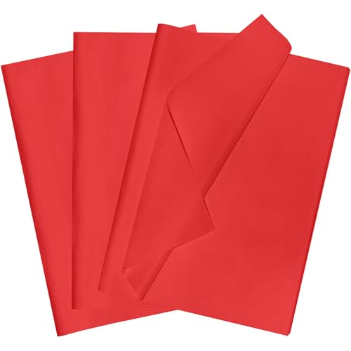POPOYU 60 Blatt Seidenpapier Geschenkpapier Rot,35x50cm Seidenpapier Verpackungsmaterial Papier Tissue Paper Packseide für Weihnachten GeburtstagHandwerk Geschenkverpackung Füller DIY Basteln von POPOYU