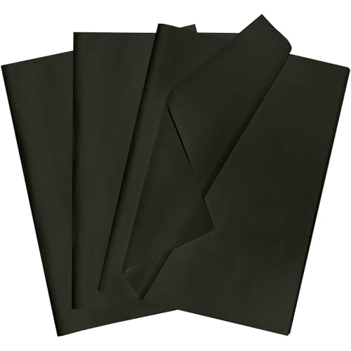 POPOYU 60 Blatt Seidenpapier Geschenkpapier Schwarz,35x50cm Seidenpapier Verpackungsmaterial Papier Tissue Paper Packseide für Weihnachten GeburtstagHandwerk Geschenkverpackung Füller DIY Basteln von POPOYU