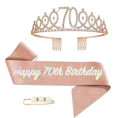 POPOYU 70 Geburtstag Krone und Schärpe,Krone 70. Geburtstag Frauen,70.Geburtstag Tiara Roségold,krone 70.,70 Jahre Geburtstag Mädchen Kopfbedeckung für Geburtstagsgeschenk Partyzubehör POPOYU 70 Geburtstag Krone und Schärpe,Krone 70. Geburtstag Frauen,70.Geburtstag Tiara Roségold,krone 70.,70 Jahre Geburtstag Mädchen Kopfbedeckung für Geburtstagsgeschenk Partyzubehör von POPOYU