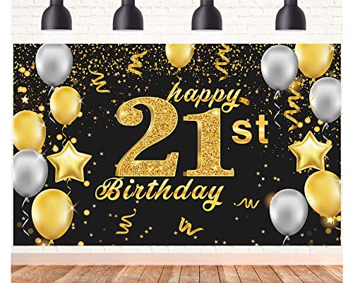 POPOYU Banner 21 Geburtstag Frau XXL,21. Geburtstag Banner Gold Schwarz,Geburtstagsplakat 21 Jahre,21. Geburtstag.Mann Banner&Groß,Deko 21Geburtstag Banner.für Männer Frauen Geburtstagsfeier POPOYU Banner 21 Geburtstag Frau XXL,21. Geburtstag Banner Gold Schwarz,Geburtstagsplakat 21 Jahre,21. Geburtstag.Mann Banner&Groß,Deko 21Geburtstag Banner.für Männer Frauen Geburtstagsfeier von POPOYU