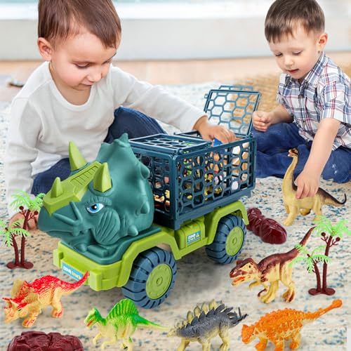 POPOYU Dinosaurier LKW Spielzeug für Kinder von 3–5 Jahren,Dinosaurier Spiel-Set Truck mit Triceratops-Transportauto,12 Dino-Figure,Capture Jurassic Dinosaur Play Set für Jungen und Mädchen POPOYU Dinosaurier LKW Spielzeug für Kinder von 3–5 Jahren,Dinosaurier Spiel-Set Truck mit Triceratops-Transportauto,12 Dino-Figure,Capture Jurassic Dinosaur Play Set für Jungen und Mädchen von POPOYU