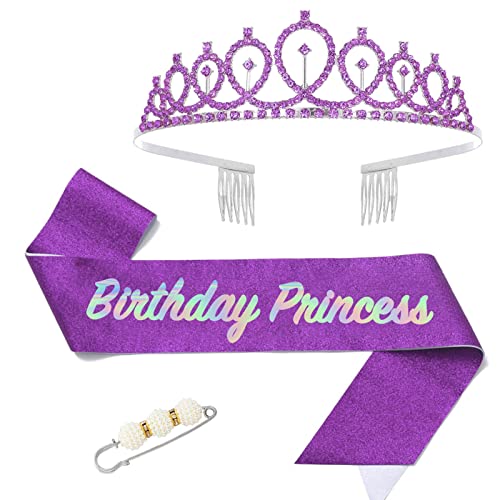POPOYU Birthday Prinzessin Krone und Schärpe,Sweet Birthday Krone mädchen,Geburtstag Tiara Lila,deko Geburtstag Schärpe,Geburtstag mädchen Kopfbedeckung für Geburtstagsgeschenk Partyzubehör POPOYU Birthday Prinzessin Krone und Schärpe,Sweet Birthday Krone mädchen,Geburtstag Tiara Lila,deko Geburtstag Schärpe,Geburtstag mädchen Kopfbedeckung für Geburtstagsgeschenk Partyzubehör von POPOYU