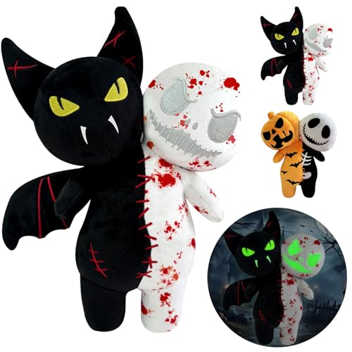 POPOYU Halloween Doppelkopf Fledermaus Geist,Vampir Kuscheltier,Fledermaus Kuscheltier,Geist Kissen,Totenkopf Kuscheltier,Geschenk Fledermaus,Zombie Plüschtier für Halloween Kinder Geschenk Dekoration von POPOYU