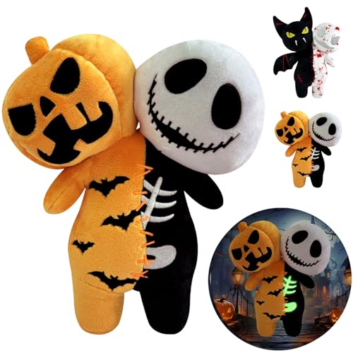 POPOYU Halloween Doppelkopf Fledermaus Geist,Vampir Kuscheltier,Fledermaus Kuscheltier,Geist Kissen,Totenkopf Kuscheltier,Geschenk Fledermaus,Zombie Plüschtier für Halloween Kinder Geschenk Dekoration von POPOYU