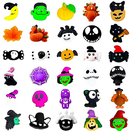 POPOYU Halloween Mochi Squishy Set, 30 Stück Squeeze Spielzeug, Kawaii Squishies Stress Relief Spielzeug, Mini Geschenke für Mitgebsel Kinder Party Favors von POPOYU