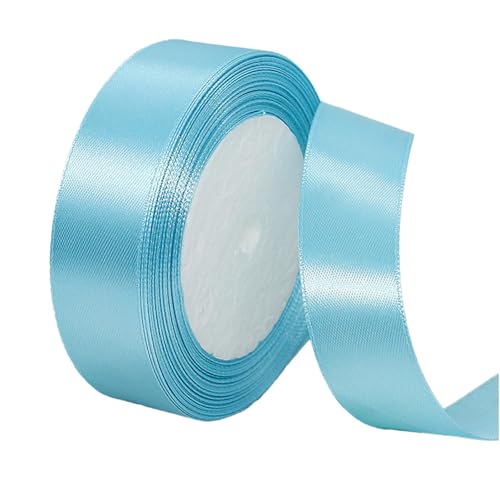 POPOYU Satinband Himmelblau 25mm,Himmelblau Band 2.5cm,Dekoration Präsent Geschenkband,23M Geschenkband Schleifenband für Kleid,Hochzeit,Geburtstag Geschenke,Satin Dekoband,Deko Band Geschenkverpack von POPOYU